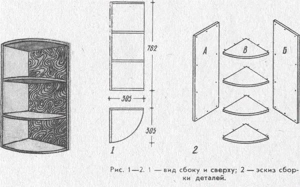 Подробная схема изготовления угловой полки
