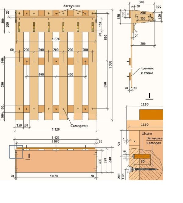 Схема простой деревянной вешалки
