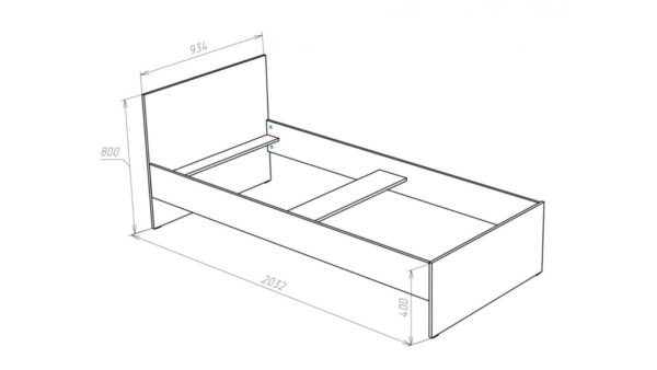 Чертеж односпальной кровати
