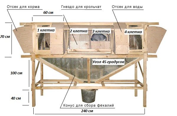 Устройство крольчатника по проекту И. Н. Михайлова