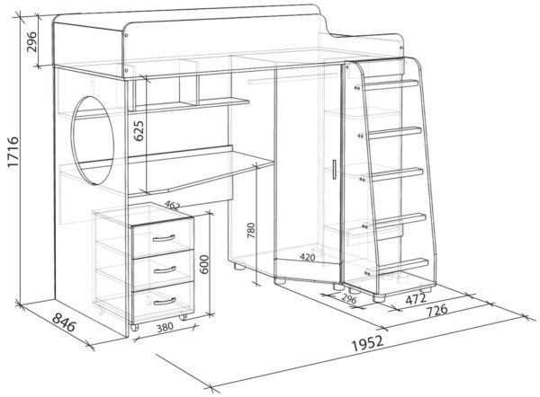 Детская мебель – чертеж с размерами
