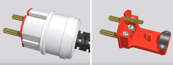 Вилку разбирают, чтобы подключить провод