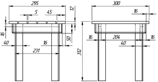 Еще один чертеж табуретки своими руками